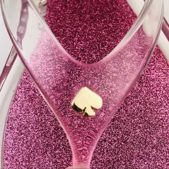 Kate Spade Pink Jill Flip Flop Sandal Clear Gold - Picture 4 of 8